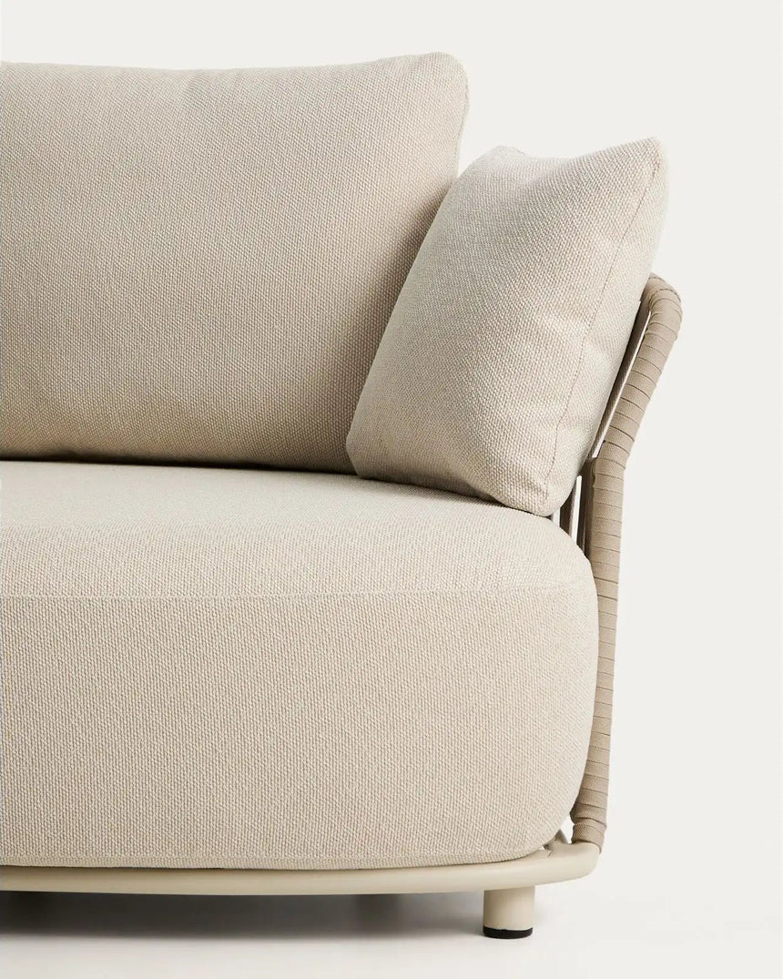 Ecrufarbenes 2-Sitzer-Sofa Osani und geschwungenes Modul aus ecrufarbenem Aluminium und taupefarbenem Seil, 274 cm von Kave Home – Bild 7