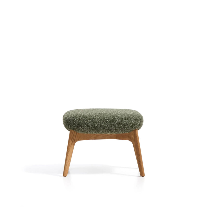 Fußablage Adiran mit dicker Chenille in dunklem Beige und Beinen aus massivem Eichenholz mit natürlichem Finish von Kave Home – Bild 5