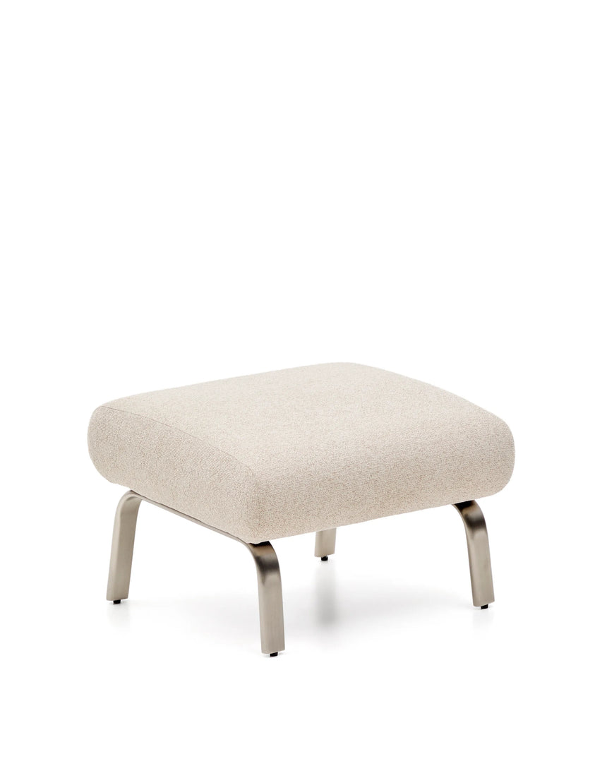 Fußablage Amsen in Beige mit Beinen aus em gebürsteten Edelstahl 68 x 55 cm von Kave Home – Produktbild 1