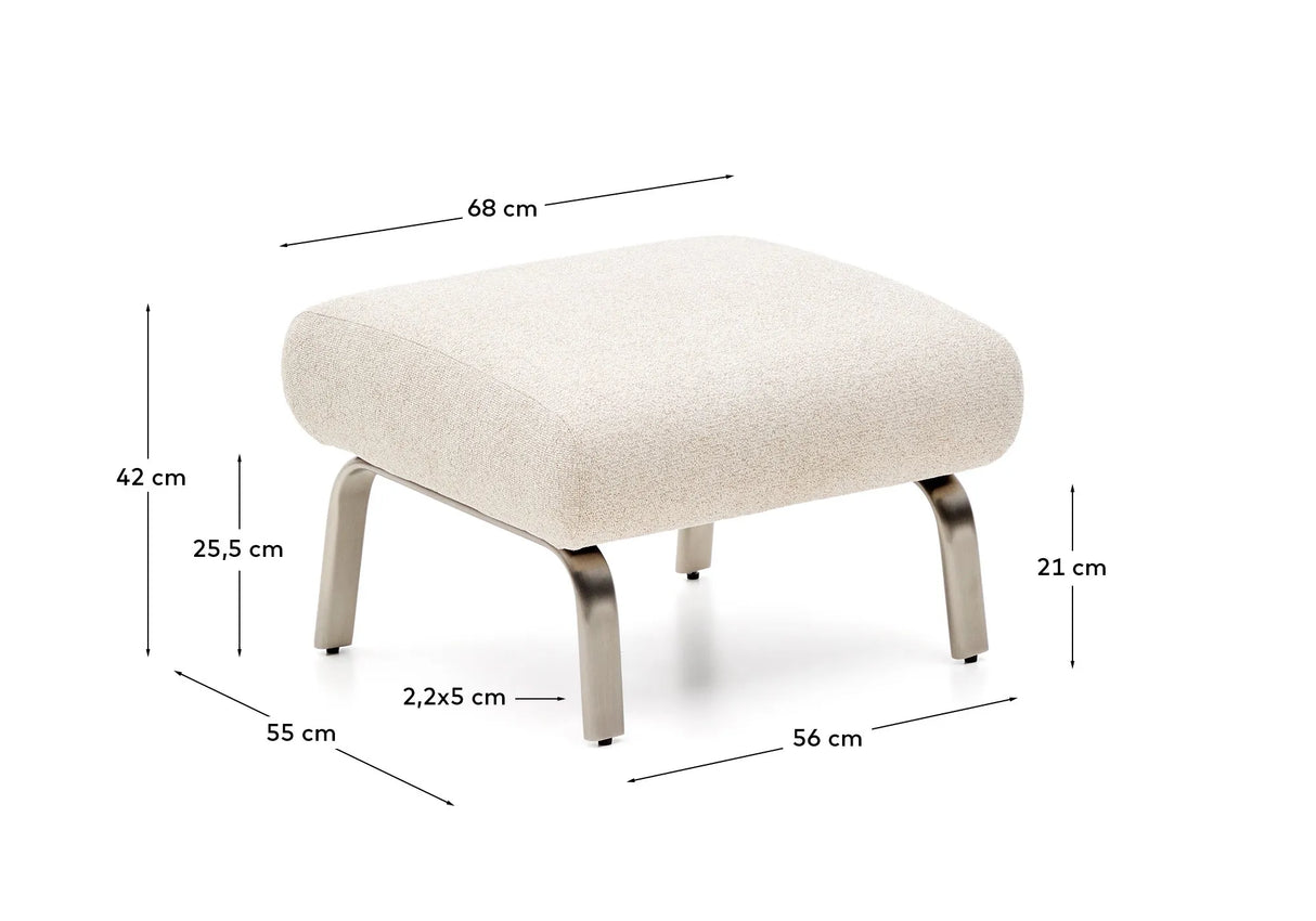 Fußablage Amsen in Beige mit Beinen aus em gebürsteten Edelstahl 68 x 55 cm von Kave Home – Produktbild 5