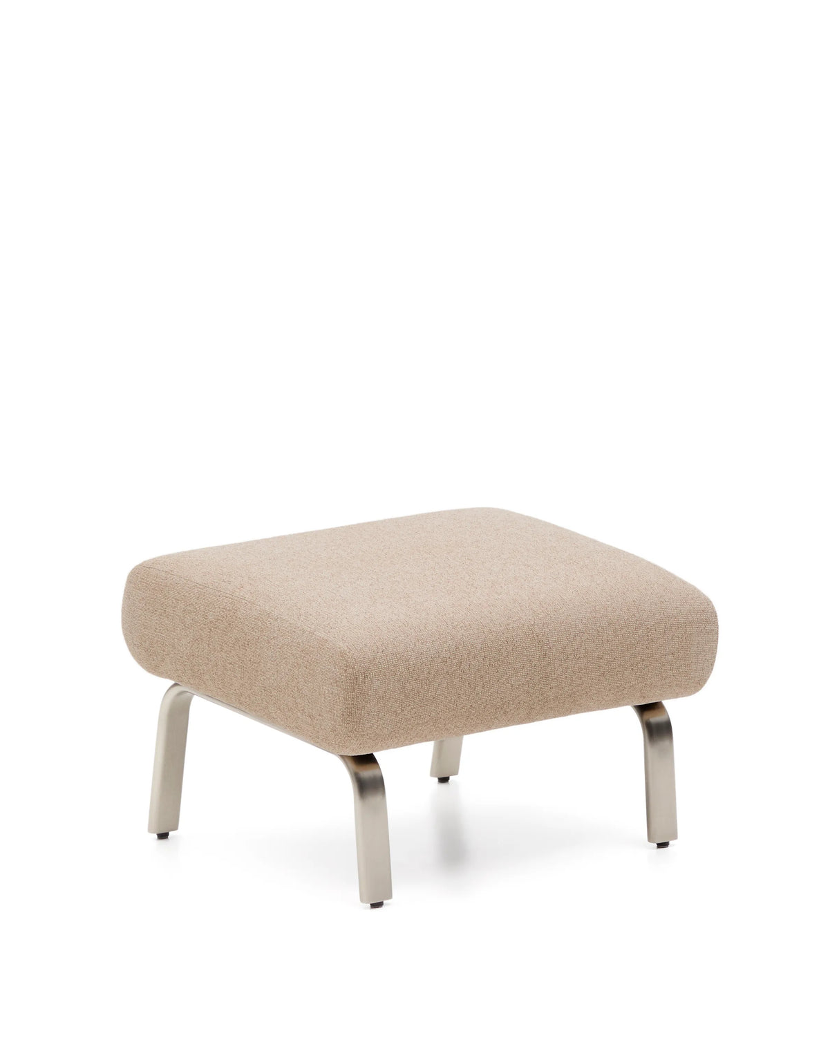 Fußablage Amsen in Hellbraun mit Beinen aus em gebürsteten Edelstahl 68 x 55 cm von Kave Home – Produktbild 1