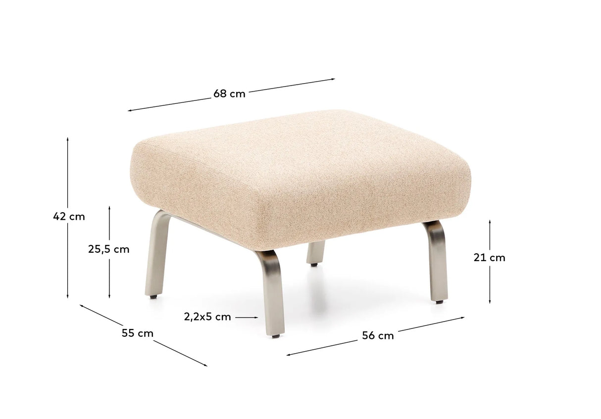 Fußablage Amsen in Hellbraun mit Beinen aus em gebürsteten Edelstahl 68 x 55 cm von Kave Home – Produktbild 6
