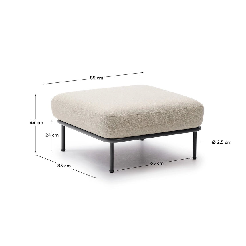 Fußablage Aurum aus ecrufarbener Chenille und mattgrauer Metallbasis 85 x 85 cm FSC Mix Credit von Kave Home – Bild 5
