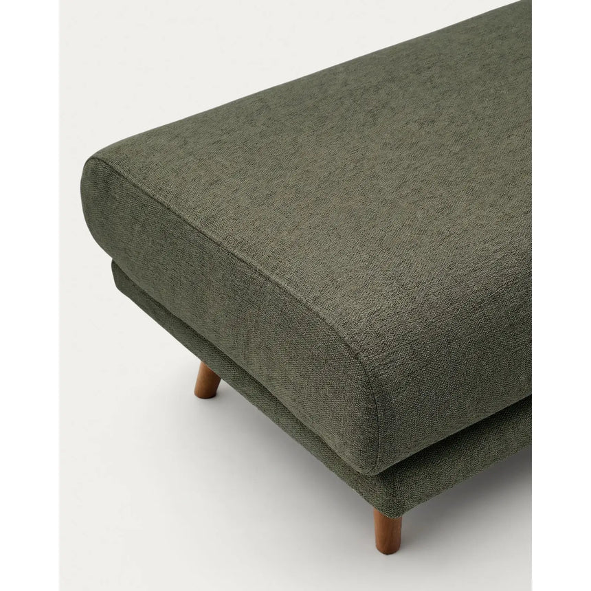 Fußablage Karin aus Dunkelgrüner Chenille und Beinen aus massivem Buchenholz mit walnussfarbener Oberfläche 90 x 70 cm von Kave Home – Bild 3