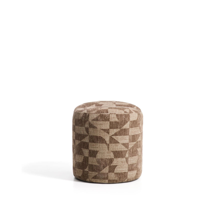 Fußablage Nedilo rund aus geometrischem Jacquard-Gewebe Taupe FSC Mix Credit von Kave Home – Bild 4