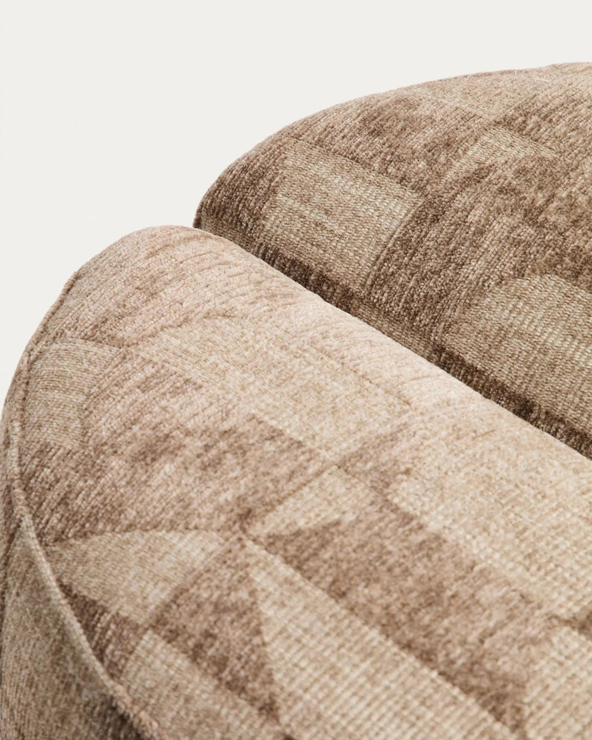 Fußablage Nedilo rund aus geometrischem Jacquard-Gewebe Taupe FSC Mix Credit von Kave Home – Bild 6