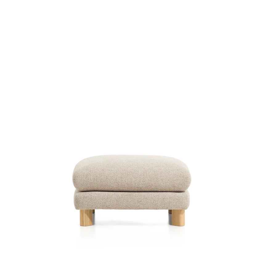 Fußablage Vera in Beige mit Beinen aus massivem Eschenholz mit natürlichem Finish, 80 x 80 cm, FSC Mix Credit von Kave Home – Bild 1
