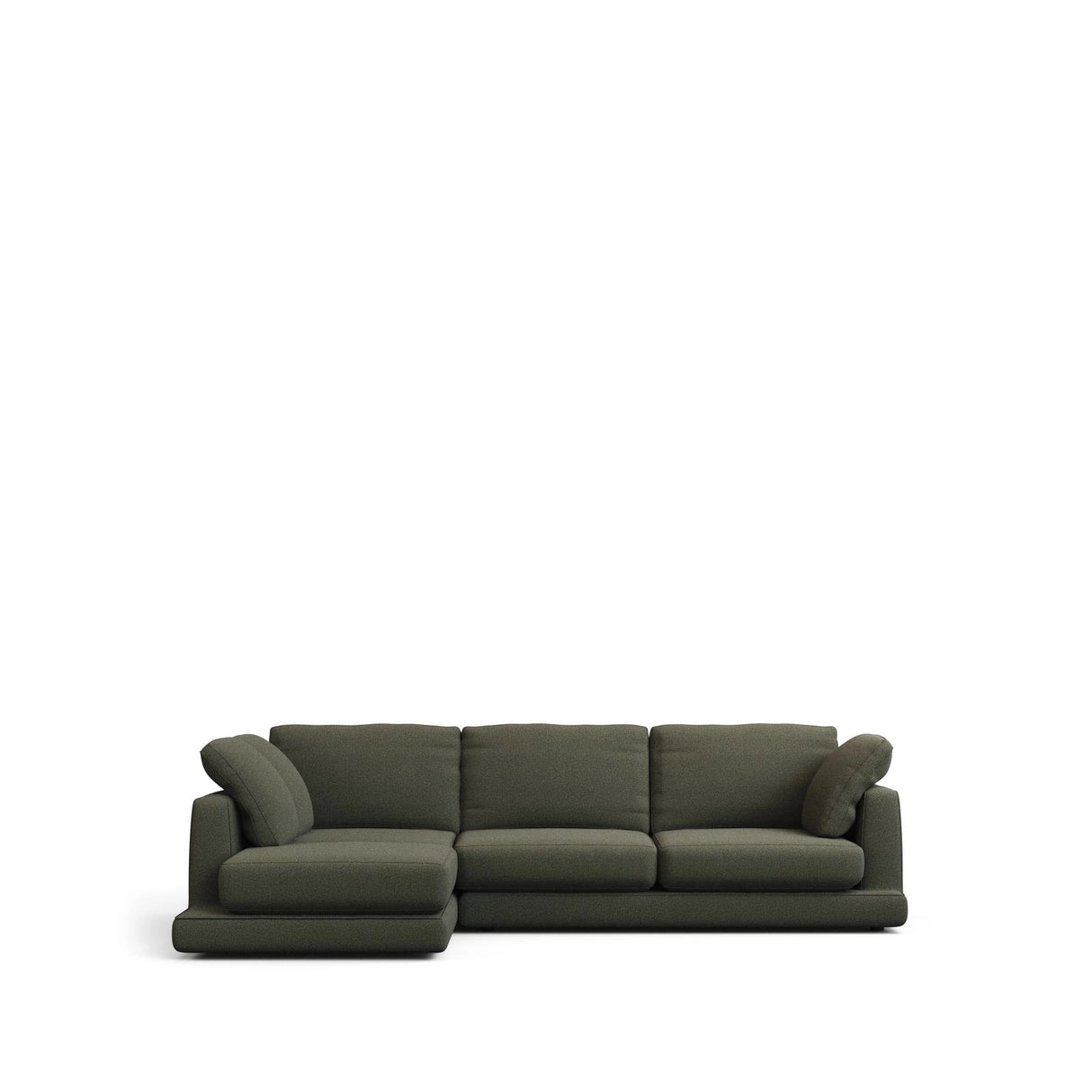 Gala 4-Sitzer-Sofa mit Chaiselongue links aus dunkelgrüner Chenille FSC Mix Credit 300 cm von Kave Home – Bild 1