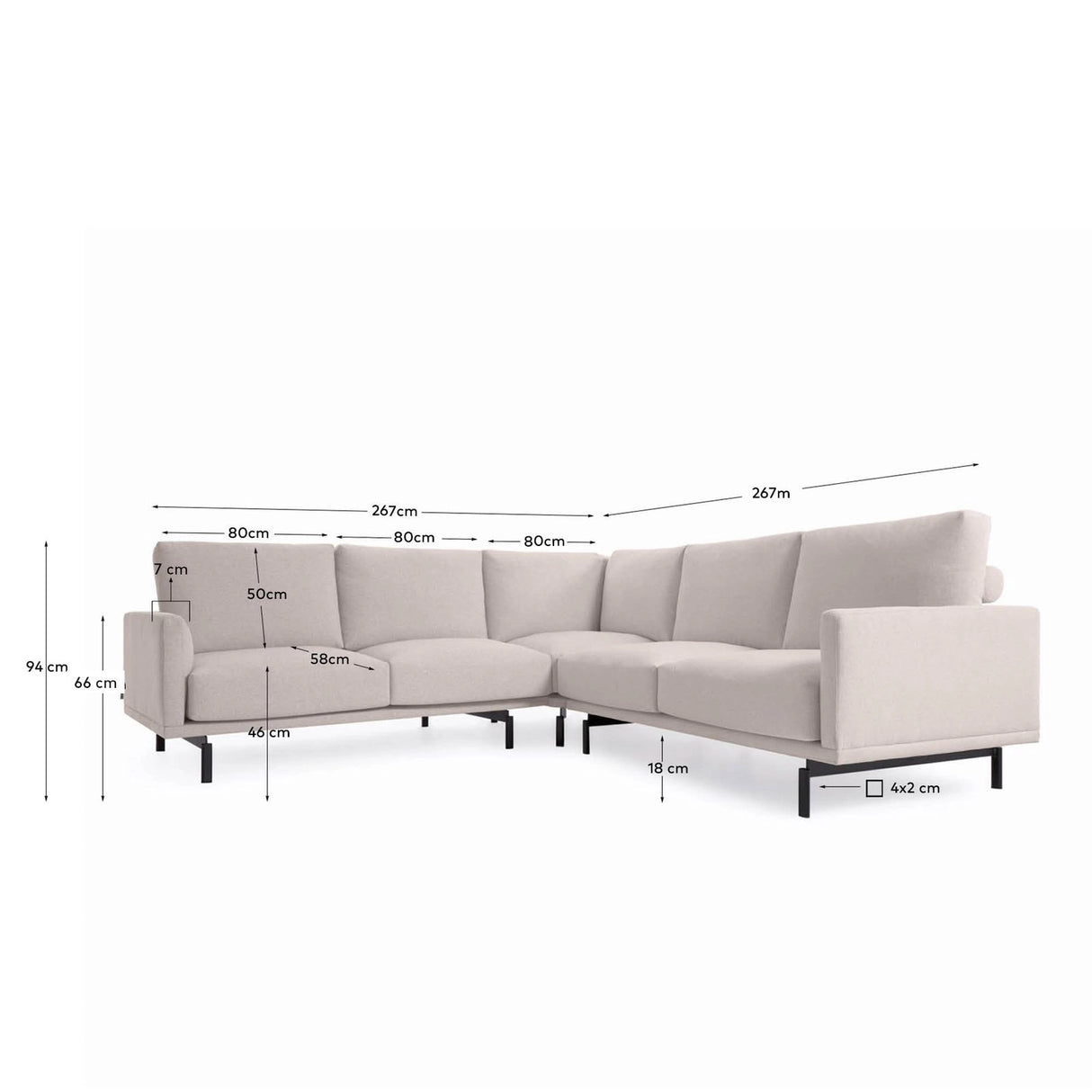 Galene 4-Sitzer Ecksofa beige 267 x 267 cm FSC Mix Credit von Kave Home – Produktbild 4