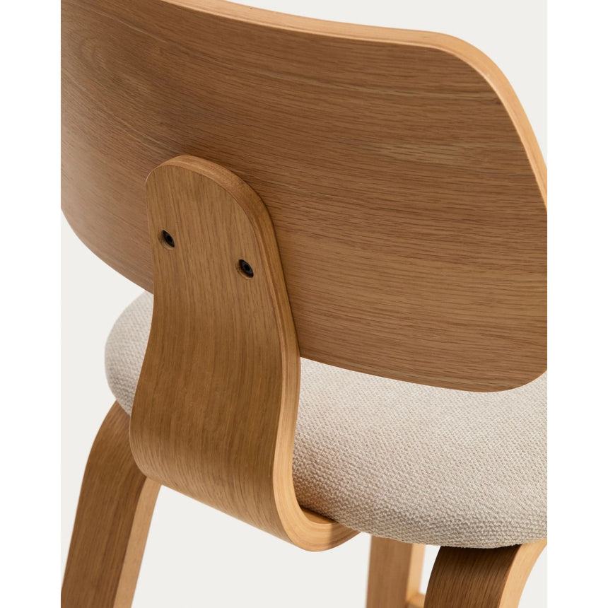 Gena-Hocker aus Eichenfurnier und beigefarbener Chenille 65cm von Kave Home – Bild 10