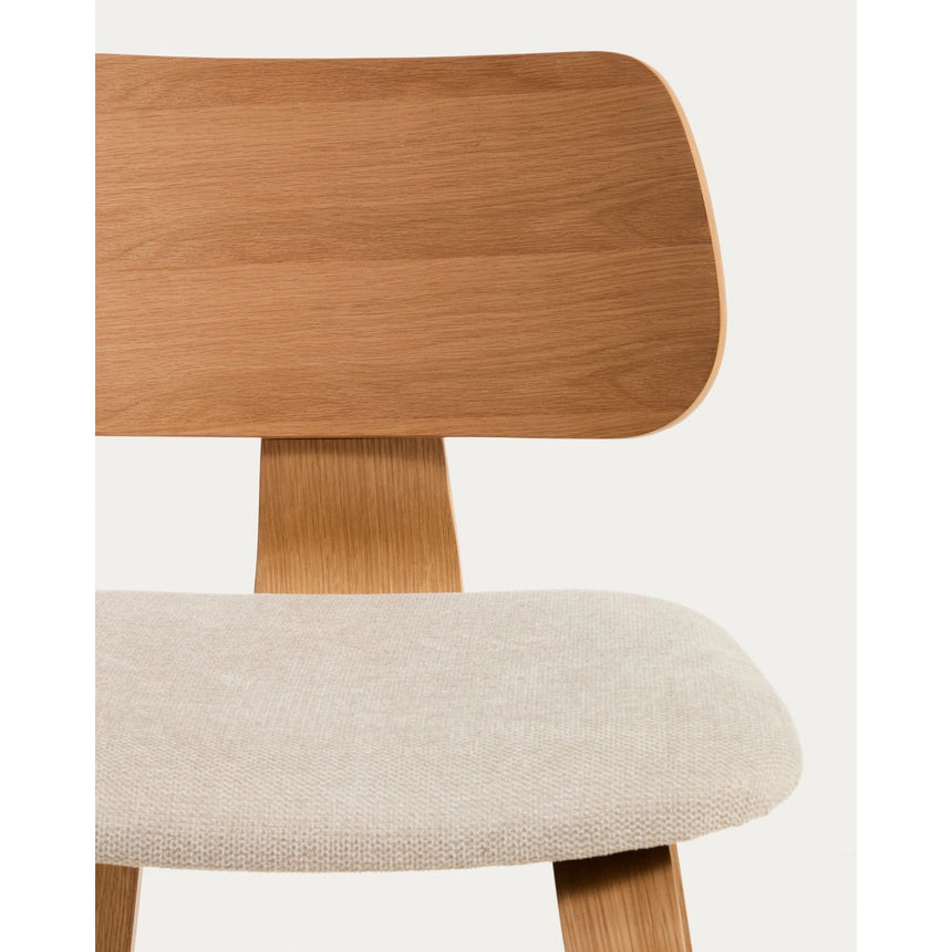 Gena-Hocker aus Eichenfurnier und beigefarbener Chenille 65cm von Kave Home – Bild 7