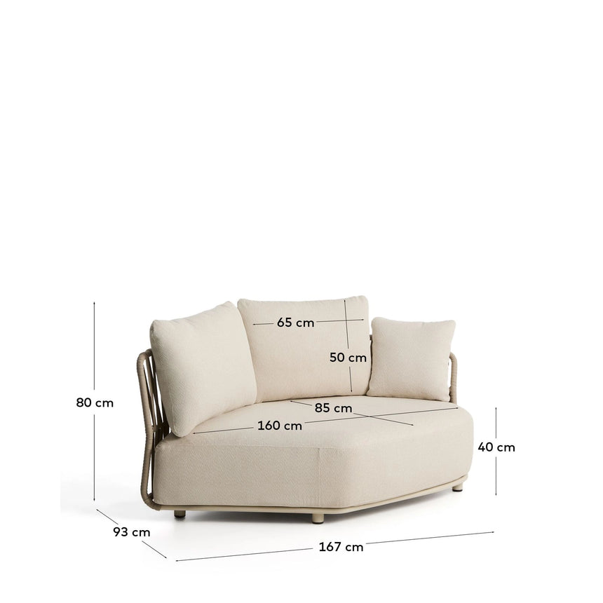 Geschwungenes Modul Osani aus ecrufarbenem Aluminium und taupefarbenem Seil, 167 cm von Kave Home – Bild 5