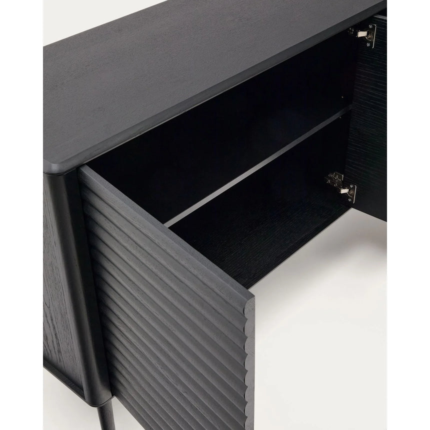 Highboard Lenon 3 Türen 3 Schubladen Eiche massiv und furniert schwarz 200x86cm FSC Mix Kredit von Kave Home – Bild 10