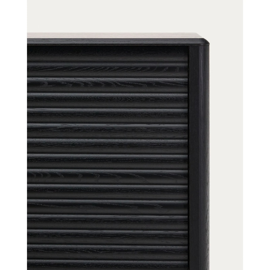 Highboard Lenon 4 Türen Massivholz und Eichenfurnier schwarz 104,5x144 cm FSC Mix Kredit von Kave Home – Bild 11