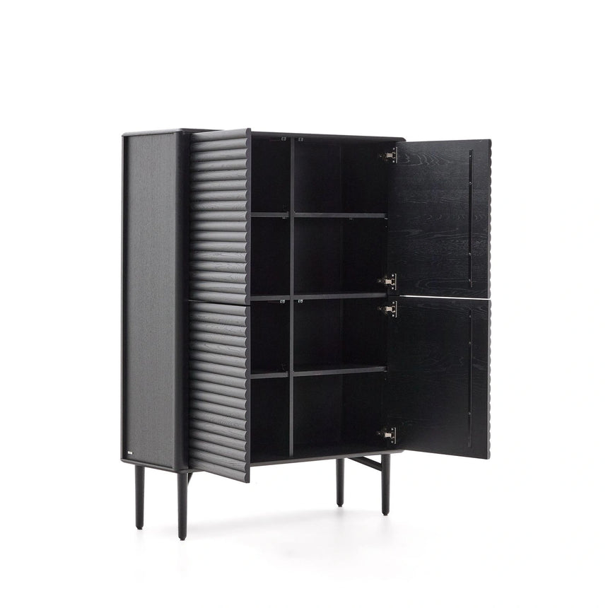 Highboard Lenon 4 Türen Massivholz und Eichenfurnier schwarz 104,5x144 cm FSC Mix Kredit von Kave Home – Bild 8