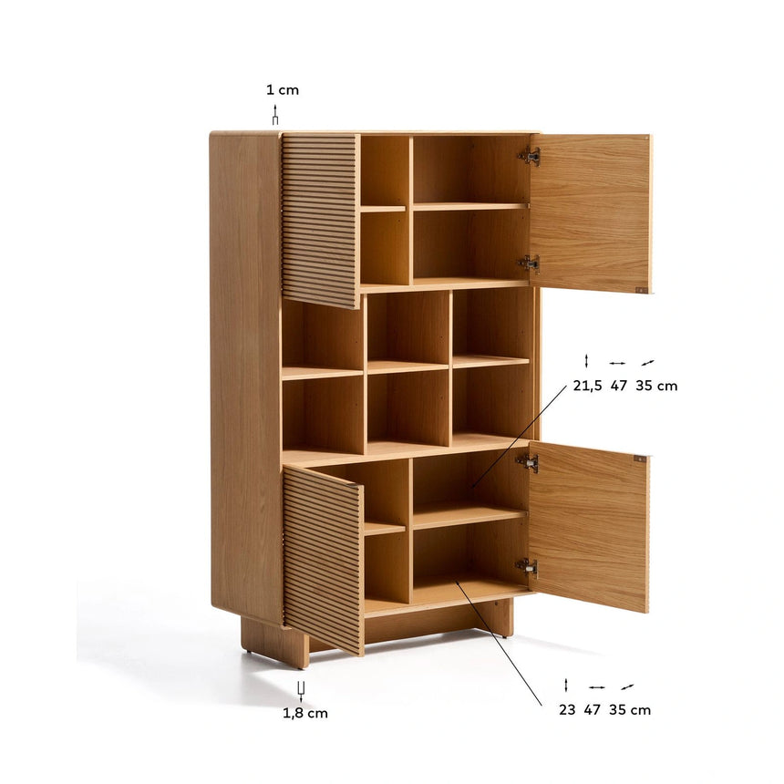 Highboard Norlen mit 4 Türen in Eichenfurnier mit naturfarbenem Finish FSC Mix Credit 100 x 163 cm von Kave Home – Bild 3