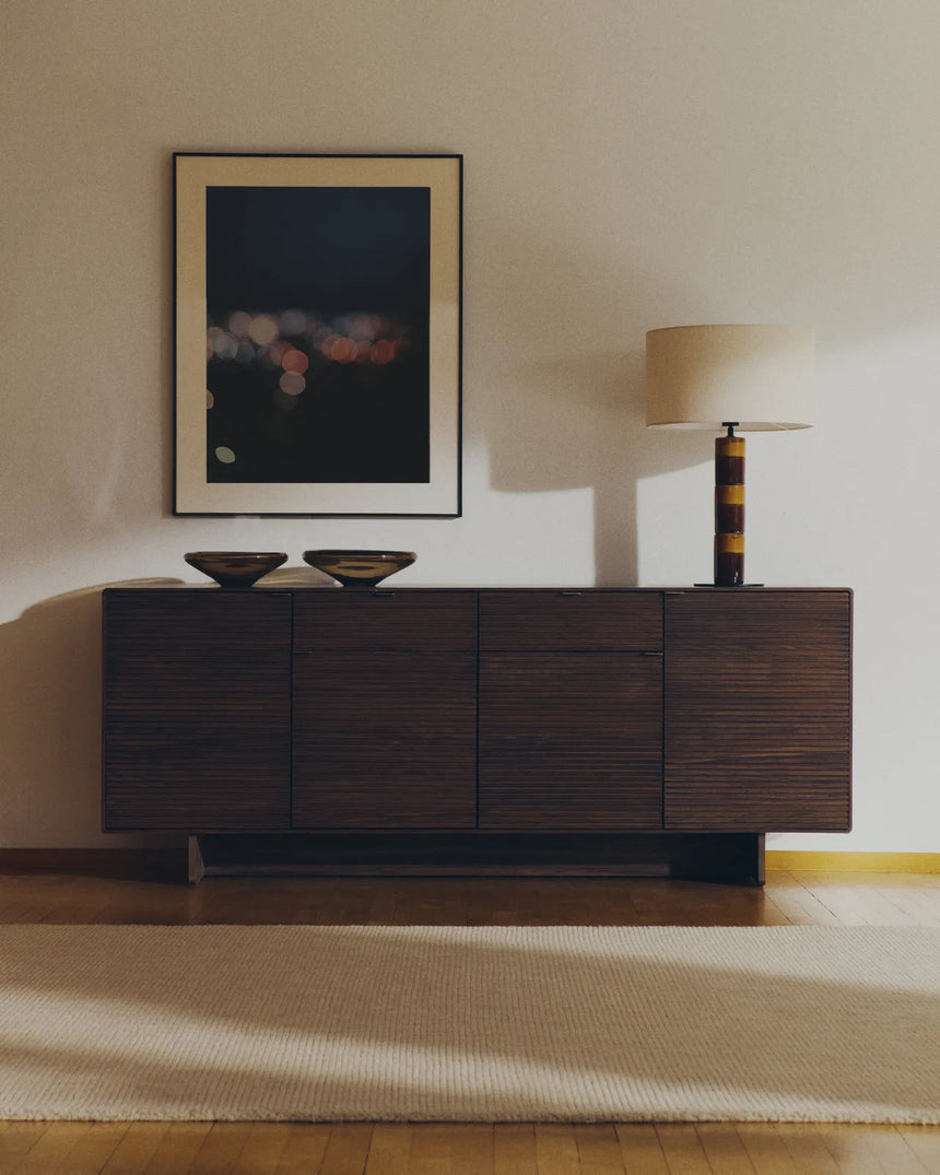 Highboard Norlen mit 4 Türen und 2 Schubläden in Nussbaumfurnier FSC Mix Credit 194,5 x 78 cm von Kave Home – Produktbild 2