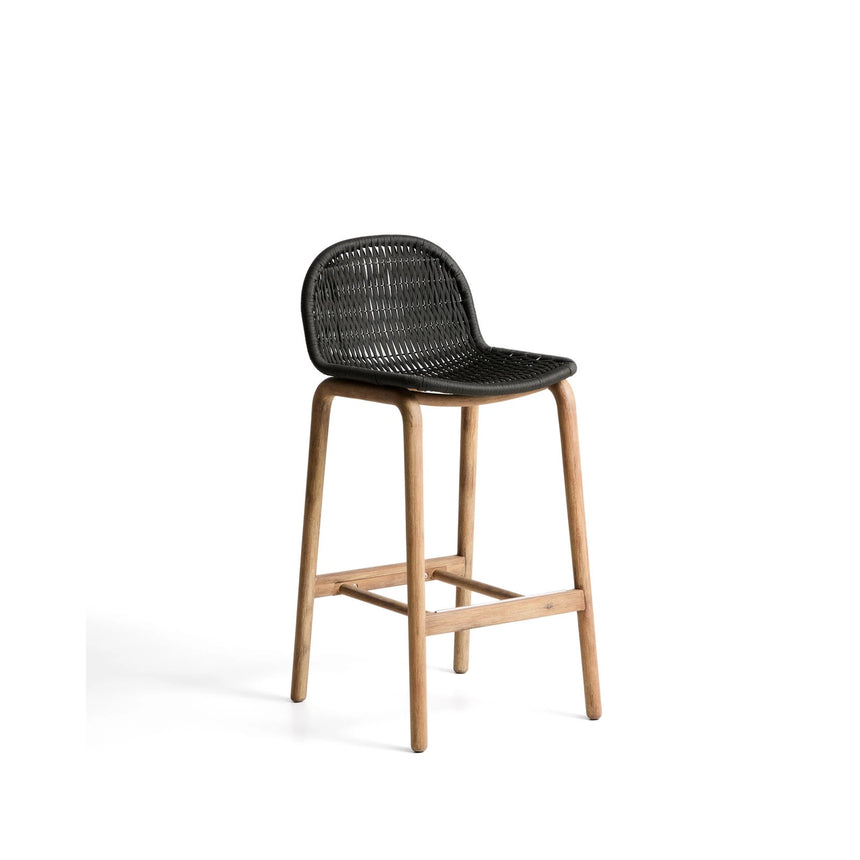 Hocker Alipa aus massivem Akazienholz und dunkelgrauem Seil, 75 cm, FSC 100 % von Kave Home – Bild 1