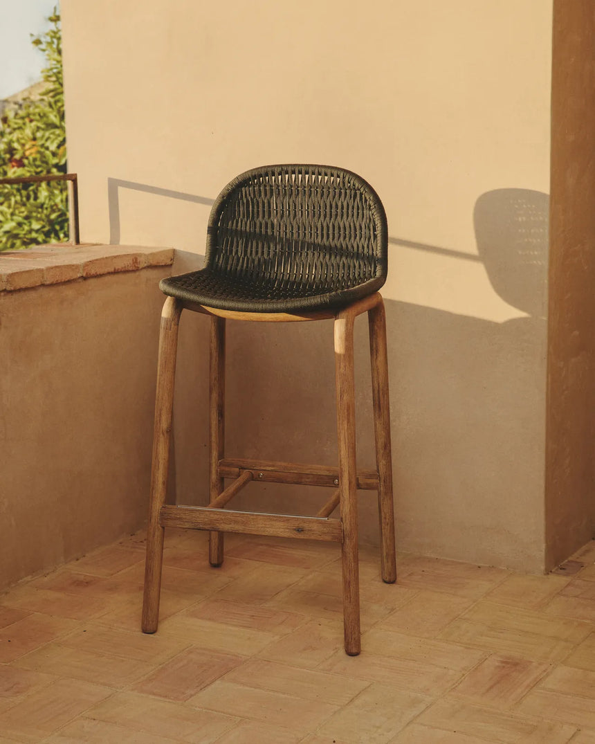 Hocker Alipa aus massivem Akazienholz und dunkelgrauem Seil, 75 cm, FSC 100 % von Kave Home – Bild 2