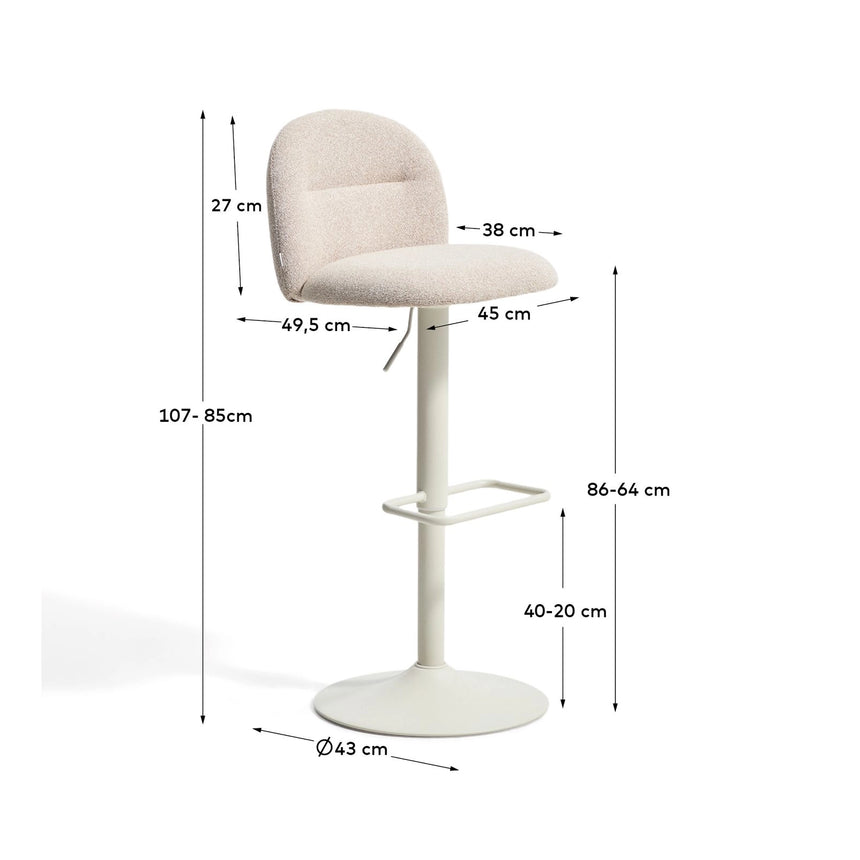 Hocker Arino mit beiger Chenille und beigen Metallbeinen, 65 cm von Kave Home – Bild 4