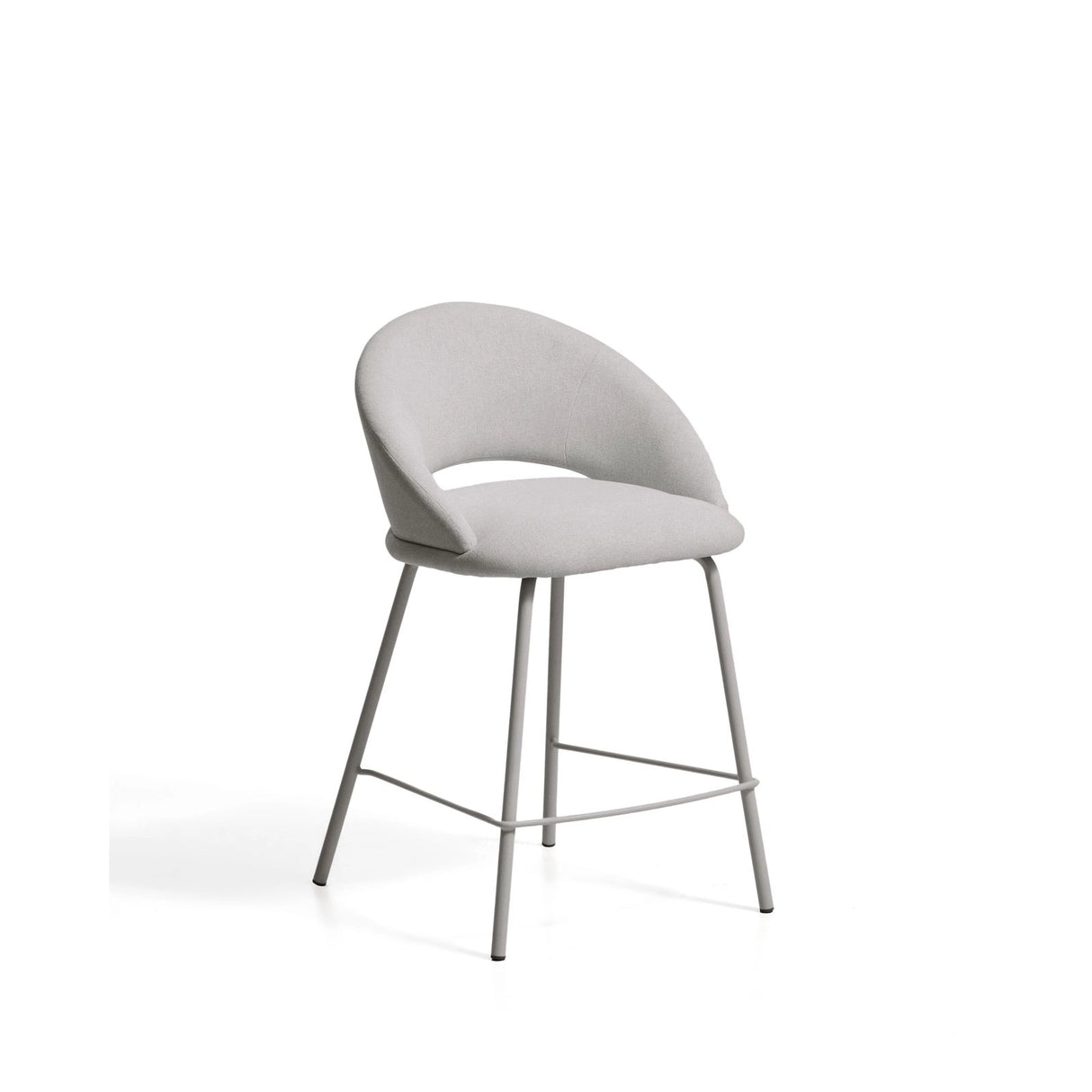 Hocker Bonali mit grauer Chenille und Beinen aus grauem Metall, FSC Mix Credit, 65 cm von Kave Home – Bild 1