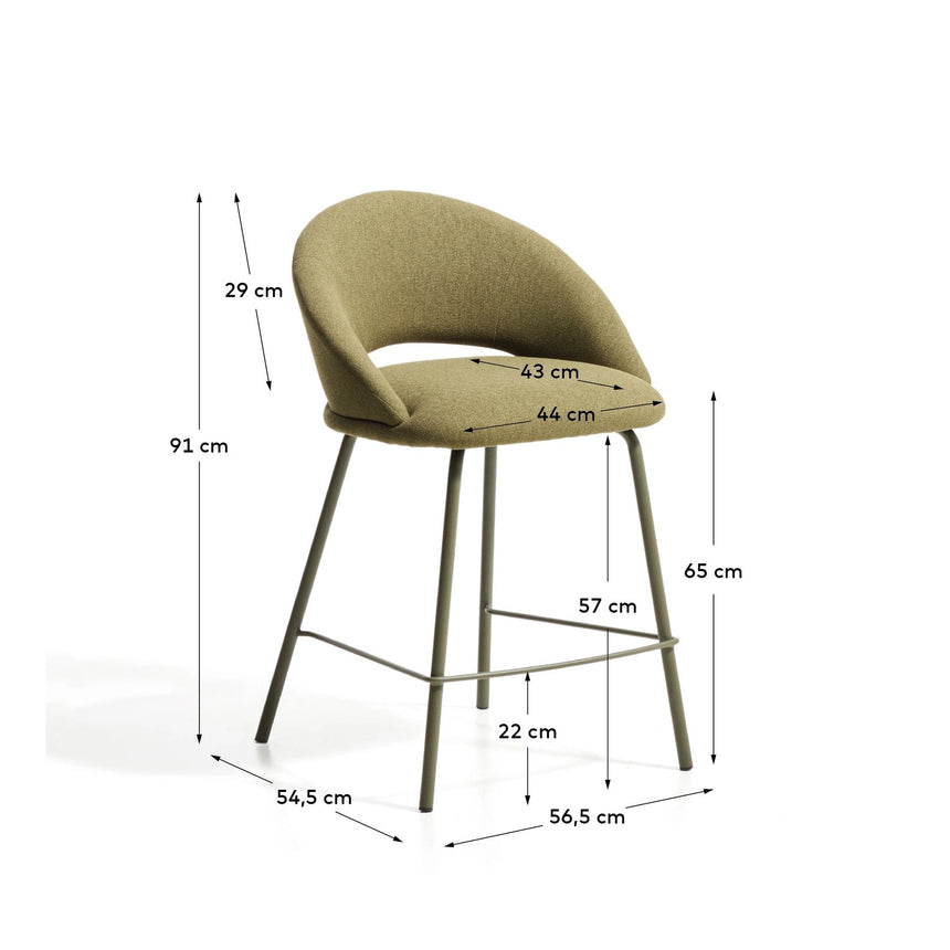 Hocker Bonali mit grüner Chenille und grünen Metallbeinen, FSC Mix Credit, 65 cm von Kave Home – Bild 3