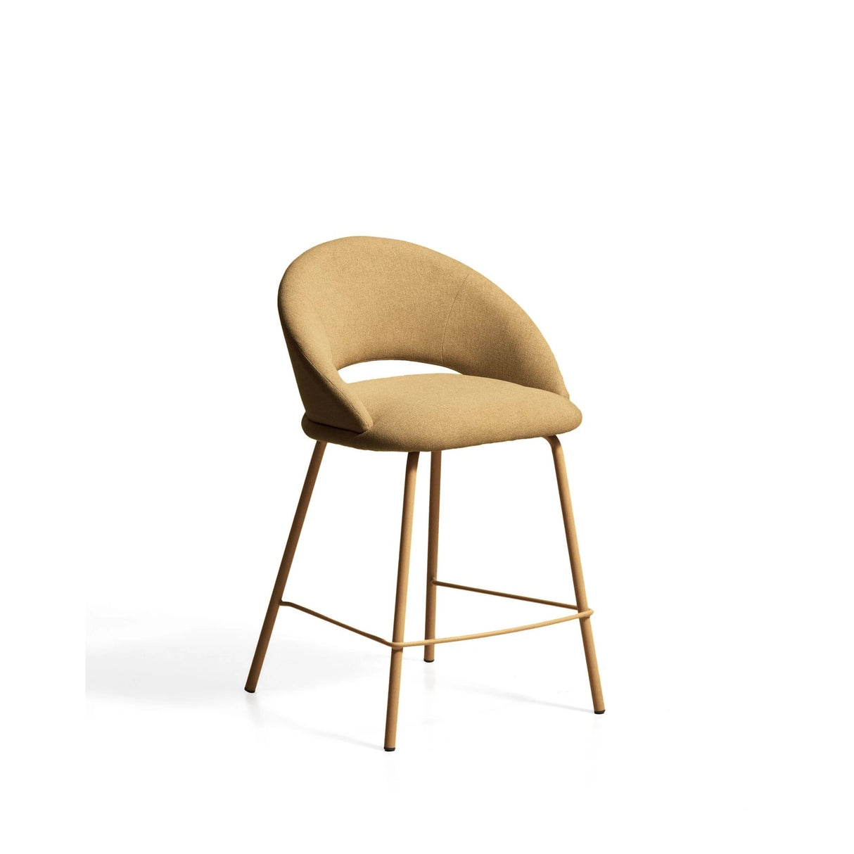 Hocker Bonali mit senfgelber Chenille und Beinen aus senfgelbem Metall, FSC Mix Credit, 65 cm von Kave Home – Bild 1