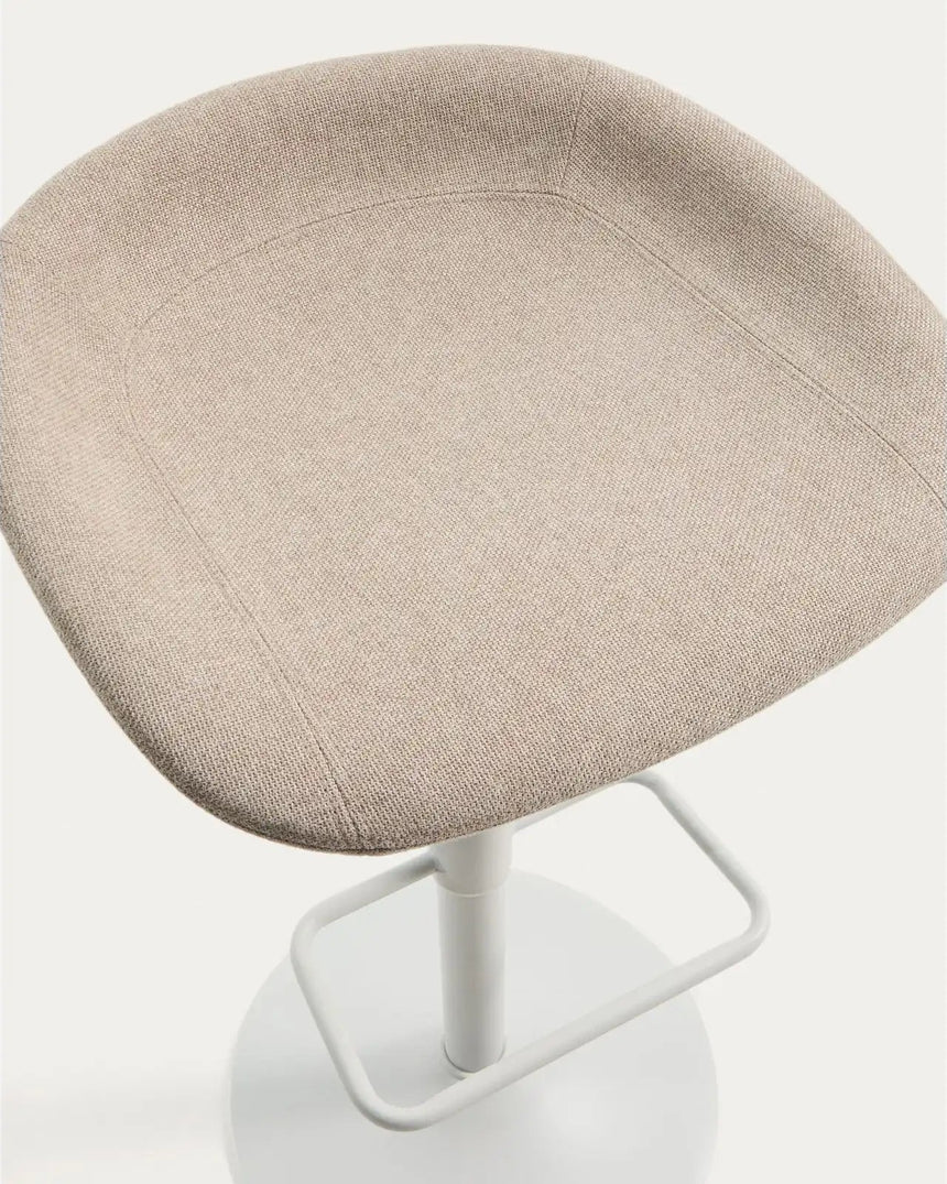 Hocker Danua mit beiger Chenille und mattweißem Stahl, 68–89 cm, FSC 100 % von Kave Home – Bild 6