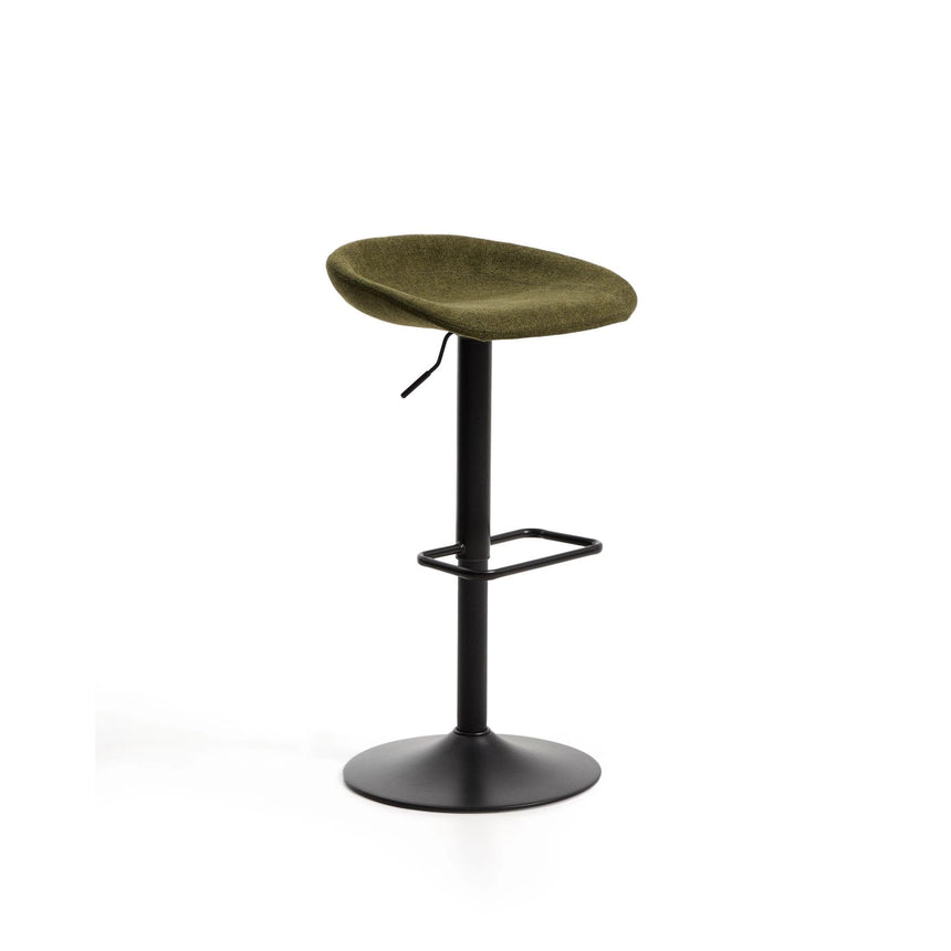 Hocker Danua mit grüner Chenille und mattschwarzem Stahl, 68–89 cm, FSC 100 % von Kave Home – Bild 1