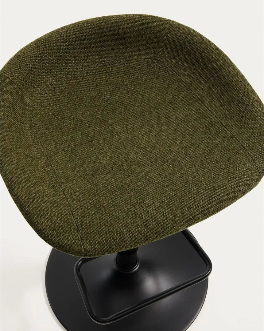 Hocker Danua mit grüner Chenille und mattschwarzem Stahl, 68–89 cm, FSC 100 % von Kave Home – Bild 6