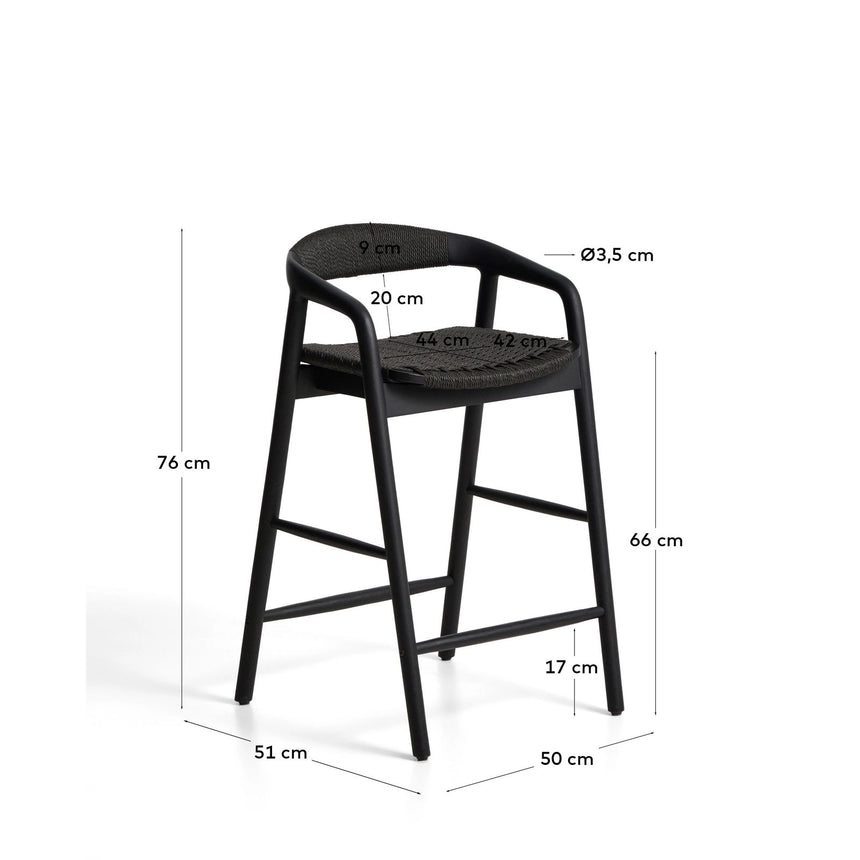 Hocker Derile aus massivem Eichenholz mit Finish und Papierseil 100% FSC 65 cm von Kave Home – Bild 3