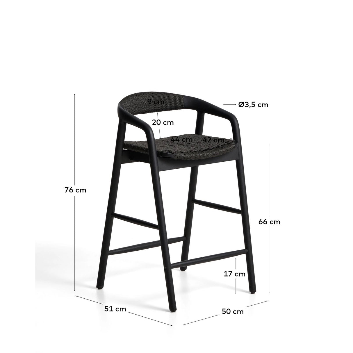 Hocker Derile aus massivem Eichenholz mit Finish und Papierseil 100% FSC 65 cm von Kave Home – Bild 3