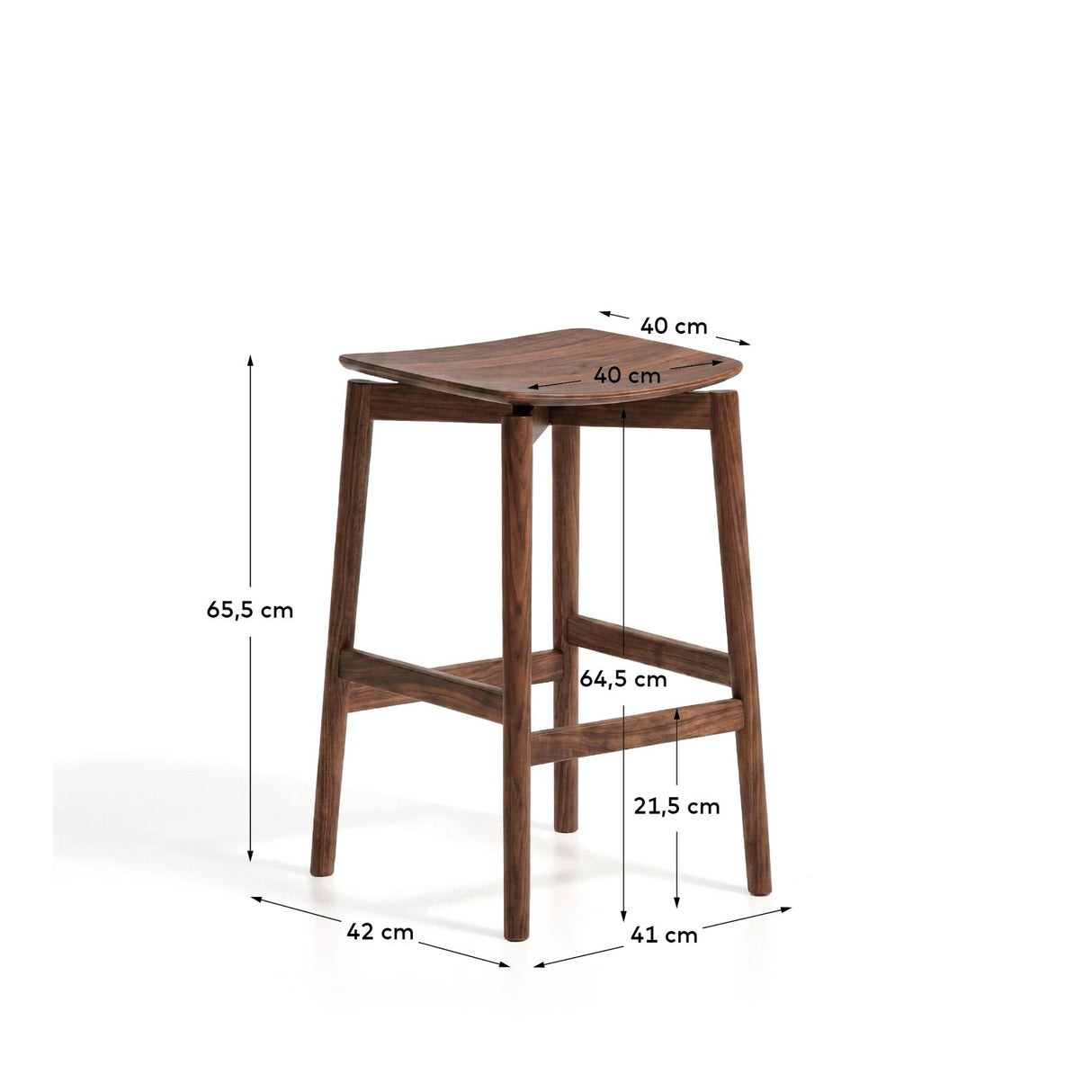 Hocker Evera aus Eichenfurnier mit naturfarbenem oder Nussbaumfinish, 65 cm von Kave Home – Bild 2