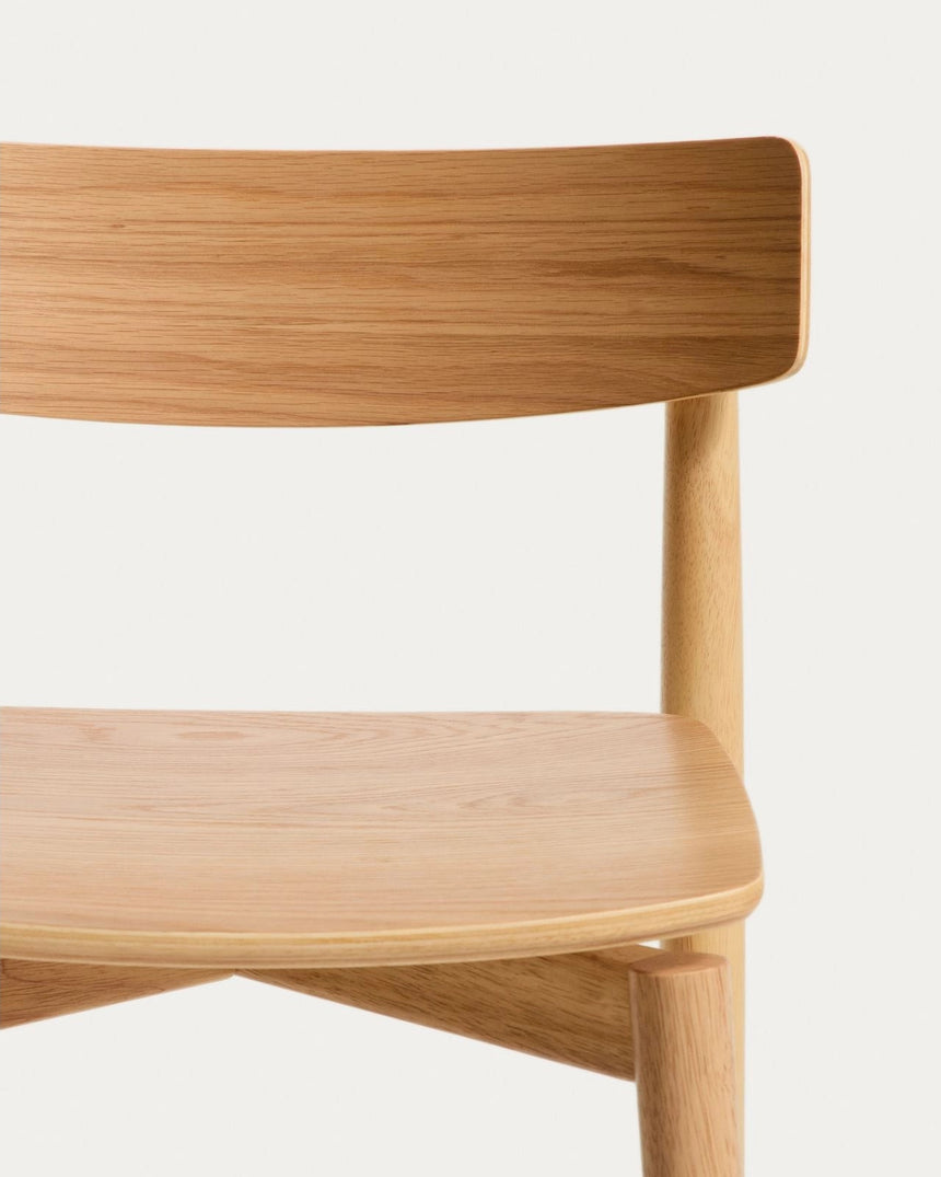 Hocker Evera mit Rückenlehne aus Eichenfurnier mit naturfarbenem Finish, 65 cm von Kave Home – Bild 7