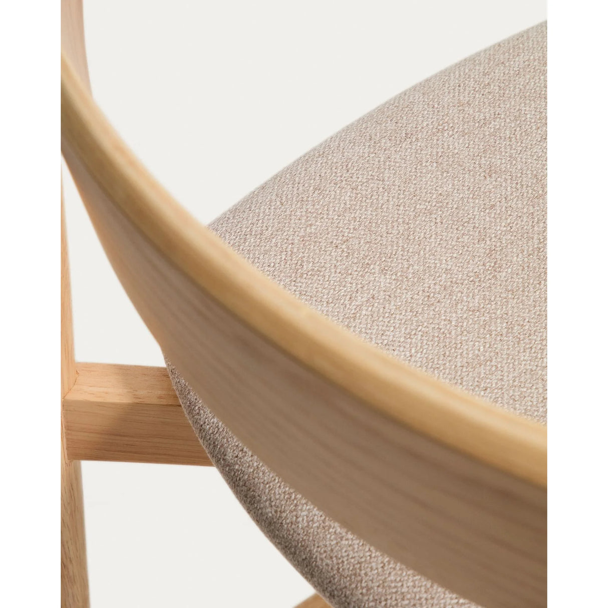 Hocker Evera mit Rückenlehne aus Eichenfurnier mit naturfarbenem Finish und beiger Chenille, 65 cm von Kave Home – Bild 10