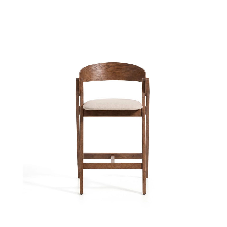 Hocker Godia aus Eichenfurnier mit Nussbaumfinish oder naturfarben und beiger Chenille von Kave Home – Bild 5
