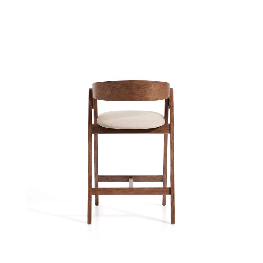 Hocker Godia aus Eichenfurnier mit Nussbaumfinish oder naturfarben und beiger Chenille von Kave Home – Bild 6
