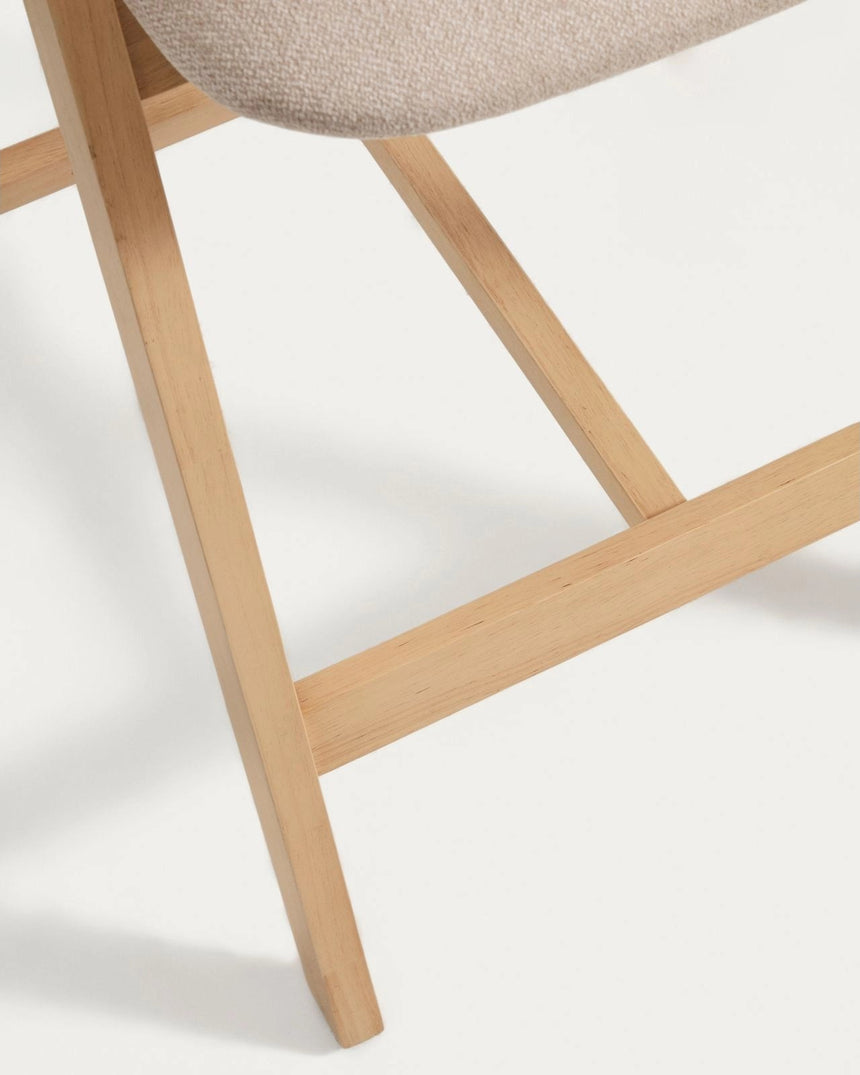 Hocker Godia aus Eichenfurnier mit naturfarbenem Finish und beiger Chenille von Kave Home – Bild 10
