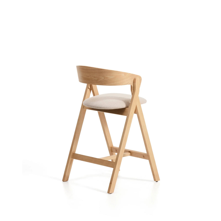 Hocker Godia aus Eichenfurnier mit naturfarbenem Finish und beiger Chenille von Kave Home – Bild 4