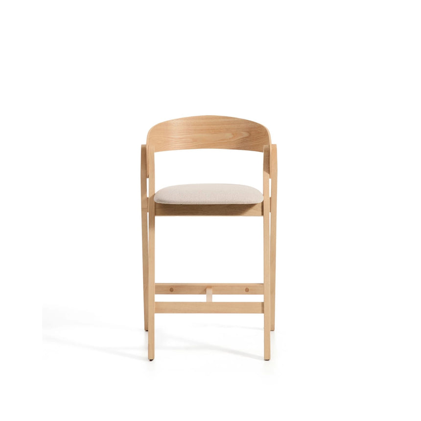 Hocker Godia aus Eichenfurnier mit naturfarbenem Finish und beiger Chenille von Kave Home – Bild 5