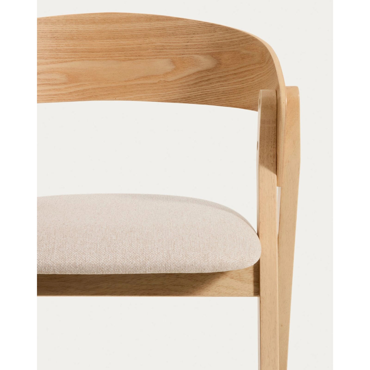 Hocker Godia aus Eichenfurnier mit naturfarbenem Finish und beiger Chenille von Kave Home – Bild 7
