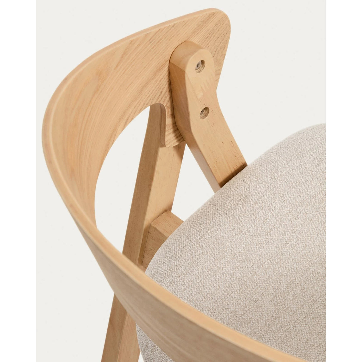 Hocker Godia aus Eichenfurnier mit naturfarbenem Finish und beiger Chenille von Kave Home – Bild 8