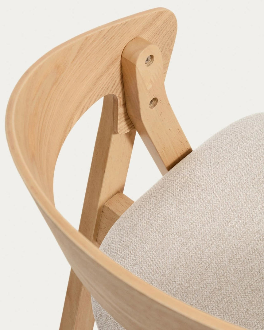 Hocker Godia aus Eichenfurnier mit naturfarbenem Finish und beiger Chenille von Kave Home – Bild 8