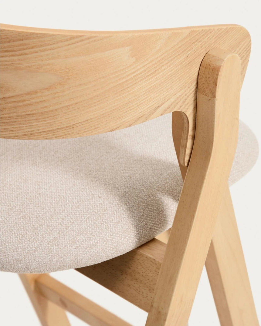 Hocker Godia aus Eichenfurnier mit naturfarbenem Finish und beiger Chenille von Kave Home – Bild 9