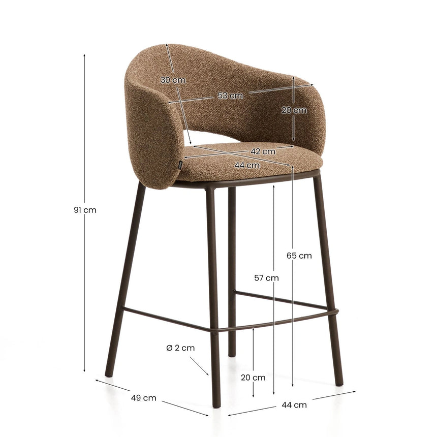 Hocker Maina aus dicker Chenille und Stahlbeinen mit Beschichtung FSC Mix Credit 65 cm von Kave Home – Bild 2