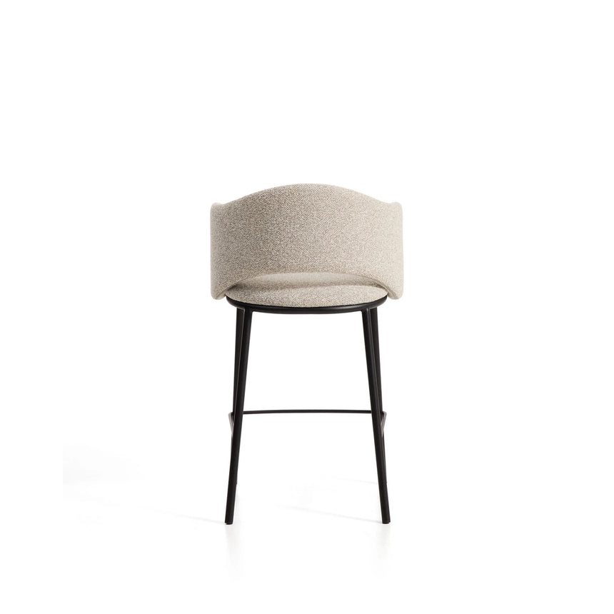 Hocker Maina aus dicker beigefarbener Chenille und Stahlbeinen mit schwarzer Beschichtung FSC Mix Credit 65 cm von Kave Home – Bild 6