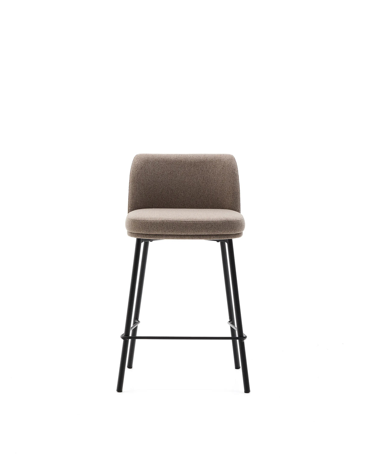 Hocker Minami aus braunem Chenille mit Stahlbeinen in Schwarz Höhe 65 cm von Kave Home – Produktbild 1