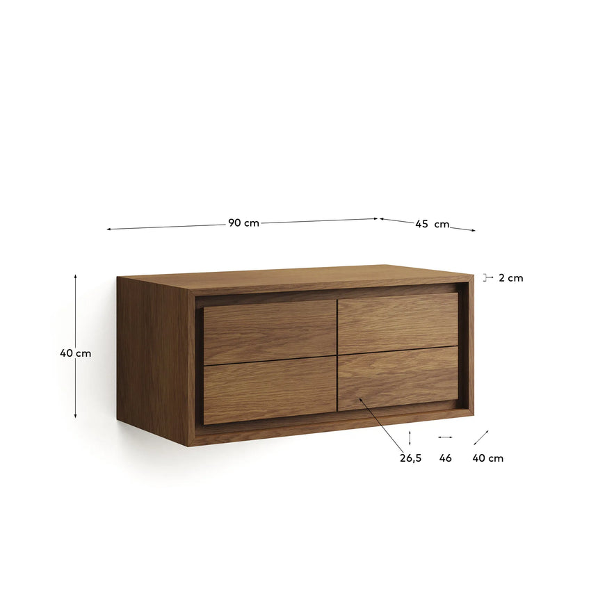 Kenta Badezimmermöbel aus massivem Teakholz mit Nussholz Finish 90 x 45 cm von Kave Home – Produktbild 3