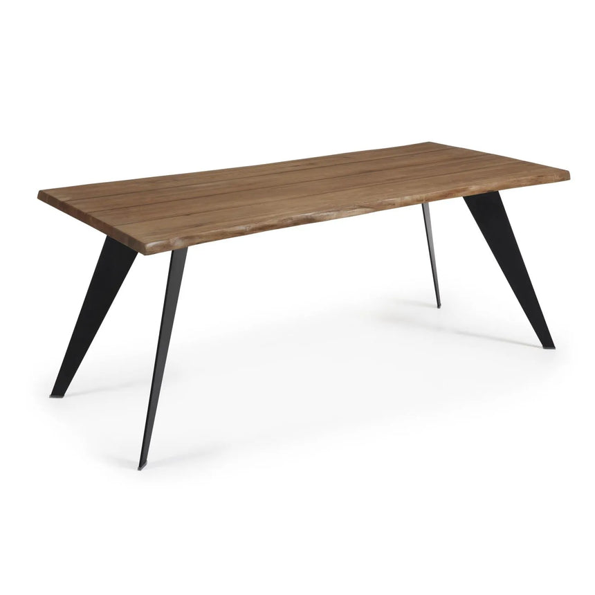 Koda Tisch Eichenfurnier mit Antikfinish und Stahlbeinen mit schwarzem Finish 180 x 100 cm von Kave Home – Produktbild 1