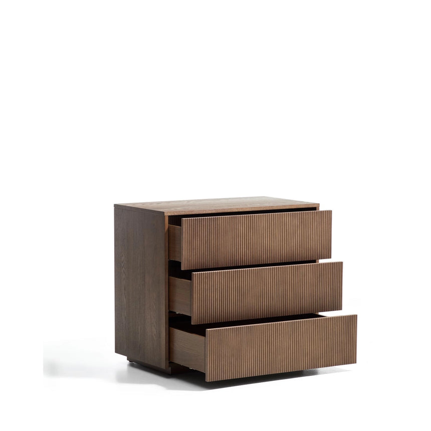 Kommode Helvine 3 Schubladen aus Eichenfurnier mit Nussbaum-Finish 90 x 78 cm FSC 100% von Kave Home – Bild 6